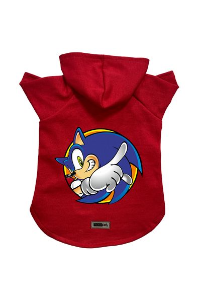 Monopetz Hooded Fleece Sweatshirt Dog and Cat Outfit & Dress - Red Sonic