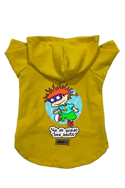 Monopetz Hooded Fleece Sweatshirt Dog and Cat Outfit & Dress - Yellow Rugrats Carlitos