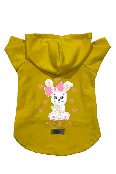 Monopetz سويت شيرت من الصوف بغطاء للرأس للكلاب والقطط - أرنب أصفر - مقاس S