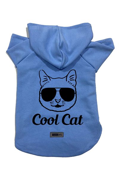 Monopetz Hooded Fleece Sweatshirt Dog and Cat Outfit & Dress - Blue Cool cat