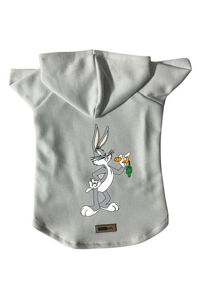 Monopetz Hooded Fleece Sweatshirt Dog and Cat Outfit & Dress - White New Bugs Bunny