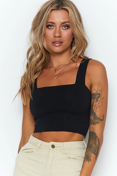 Madmext Mad Girls Black Crop Mg1010