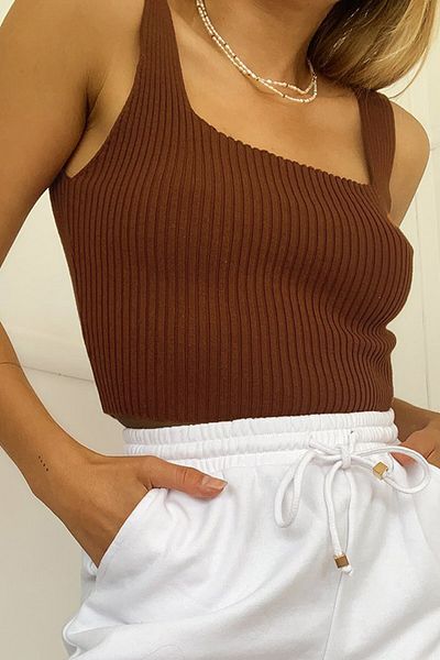Madmext Mad Girls Brown Crop Top Mg985