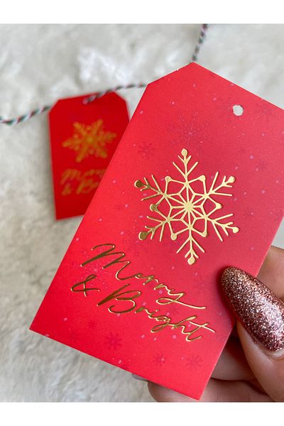 Hayal.kirtasiyesi New Year's label 5x8 cm 20 pieces of gold leaf label, product label, one-way, perforated label