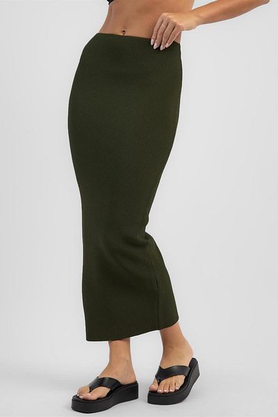Madmext Khaki Basic Langer Strickrock Mg1813