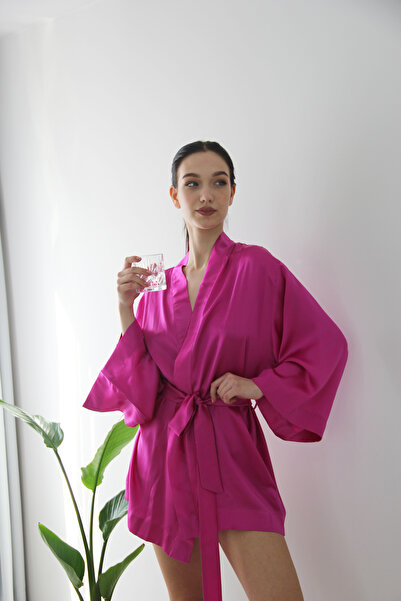 ROSILY %100 Ipek Kısa Kimono, Lüks Kısa Sabahlık, Gecelik