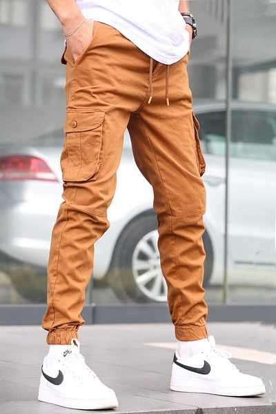 Madmext Camel Slim Fit Jogger Trousers 5740