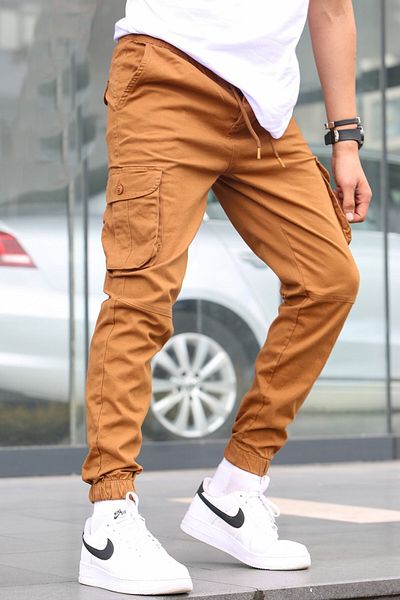 Madmext Camel Slim Fit Jogger Trousers 5740