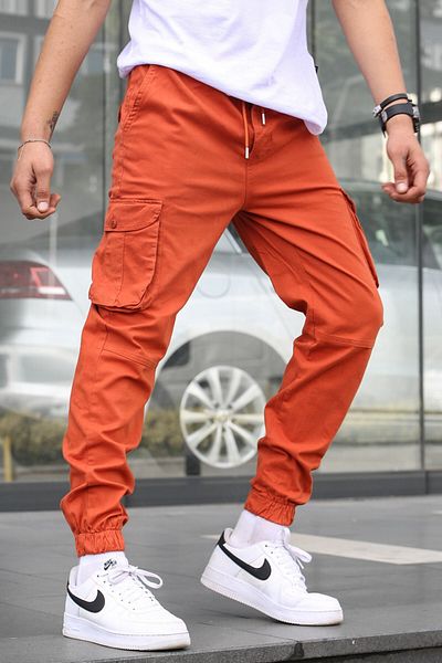 Orange joggers men best sale