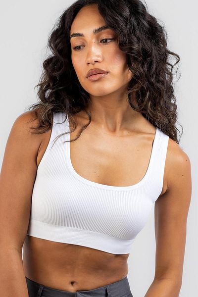Madmext Weiße Basic-Crop-Top-Bluse mit Trägern Mg1757