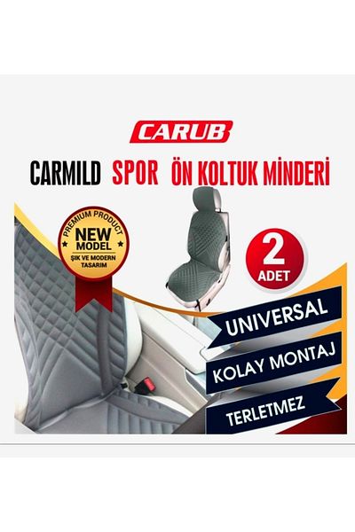 Carub Carmild Car Seat Cover Sport Front Seat Cushion Set of 2 Gray Color