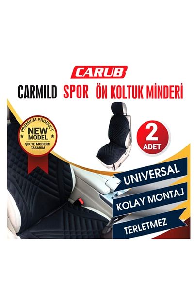 Carub Carmild Car Seat Cover Sport Front Seat Cushion Set of 2 Black Color