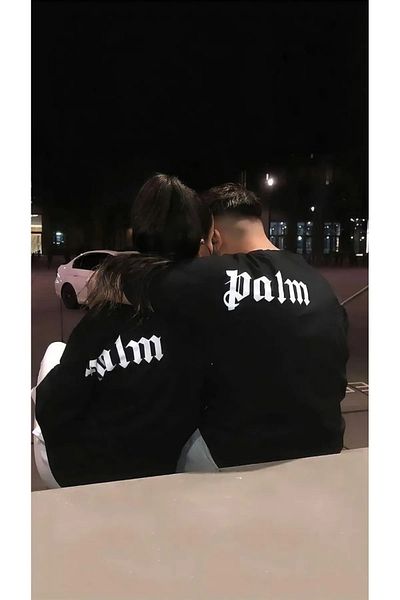 Mythologie Φούτερ Palm Written Double Combination - Μαύρη στάμπα Oversize Crew Neck Φούτερ