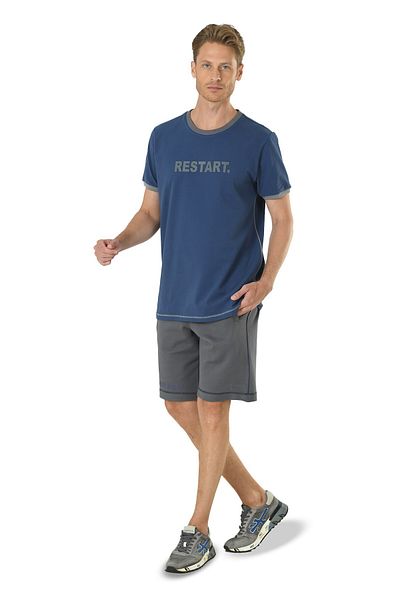 Jiber Ανδρικό σορτς με εμπριμέ μισό μανίκι Navy Blue Modal 15095