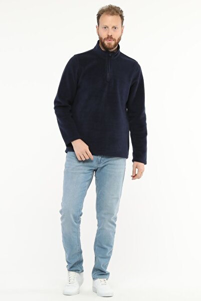 Uniprom Чоловічий світло-синій світшот з нормальним кроєм і коротким замком полар.