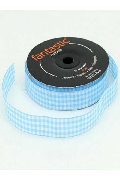 Kazanabil GIFT AND JAR DECORATION MATERIAL PLAID RIBBON RIBBON BLUE 25MT