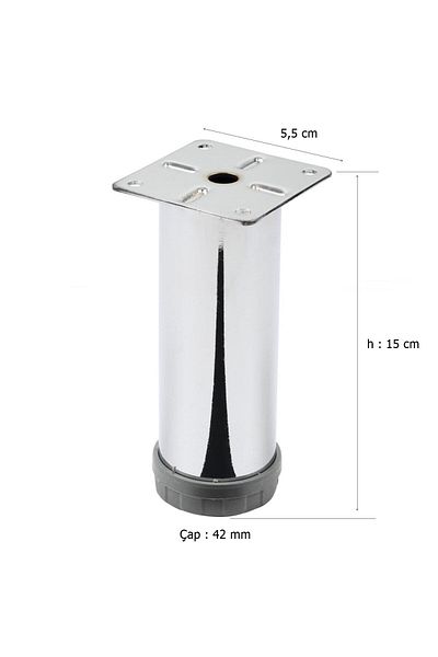 EYM 4 Bucăți Picior Mobilier Metal 15 cm Reglare Inferioară 42 mm Picior Cromat