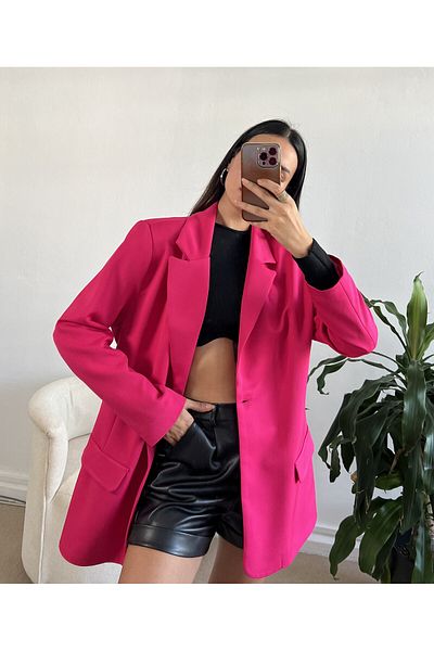 minaaise Φούξια Oversize Blazer Jacket 24022