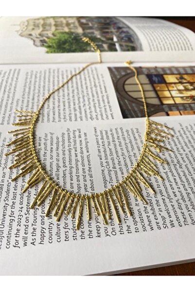Saçaklı Altın Kaplama Gümüş Kolye Htkkk0216548