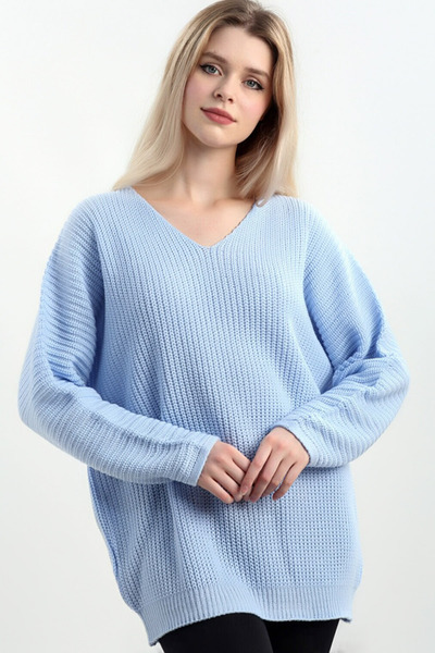 CoolLook Χειμερινό πλεκτό πουλόβερ με μακρύ μανίκι με λαιμόκοψη σε σχήμα V, φ...