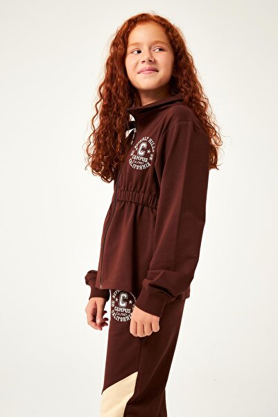 Perendi Κέντημα Beverly Hills Λεπτομερές κοστούμι για κορίτσια καφέ