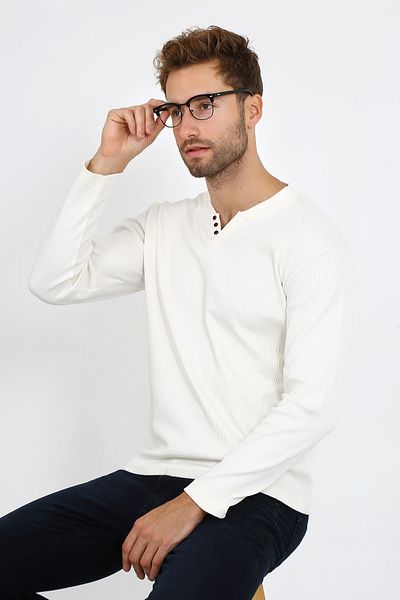 UOMOPARK 5524 NEW SEASON V CUT BUTTONED CASE Pullover