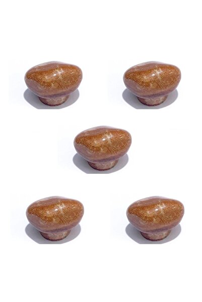 EYM 5 Adet Porselen Koyu Kahverengi Taş Düğme Tek Vidalı Mobilya Kulp