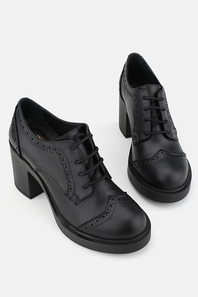 TUNAELLİ PANTOFI OXFORD DE DAMA NEGRI DIN PIELE NATURALA