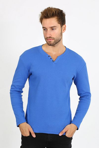 UOMOPARK 5524 NOUL SEZON V CUT CUT BUTONS Pulover