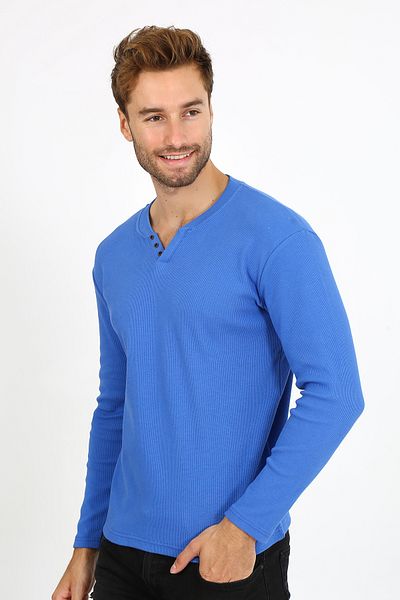UOMOPARK 5524 NOUL SEZON V CUT CUT BUTONS Pulover