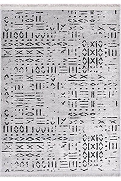 Çam Halı Crea Decolux Vena 8015 Gri Özel Kaymaz Tabanlı Pamuk Dokuma Kilim