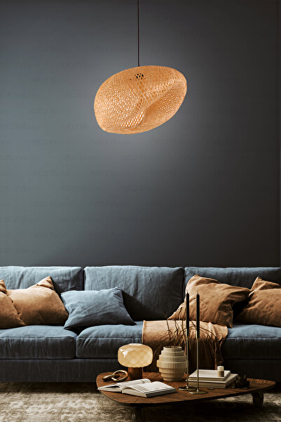 Naturel Home Bohem Bambu Asimetrik Sarkıt Avize Lamba 58cm - Iskandinav, Modern, Bohem, Rattan Aydınlatma