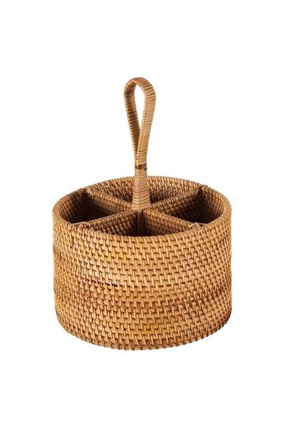 Naturel Home Bohemian Round Rattan Cutlery and Spoon Holder, Scandinavian, Modern