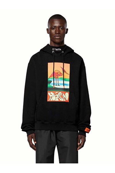 BrandsBoutique هوديي أسود بطباعة مجردة من Heron P. Heron