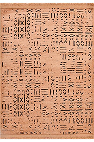 Çam Halı Crea Decolux Vena 8013 Hardal Özel Kaymaz Tabanlı Pamuk Dokuma Kilim