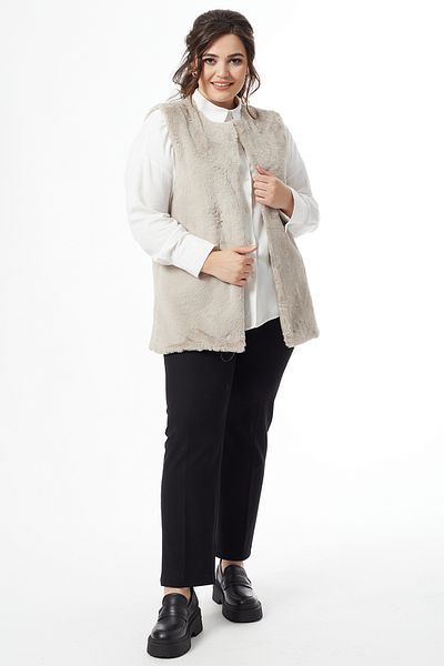 Moda Alba STONE WOMEN'S THIN FUR LINED LARGE SIZE VEST