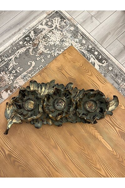 NARART Yapraklı Üçlü Dekoratif Hediyelik Lotus Çiçek