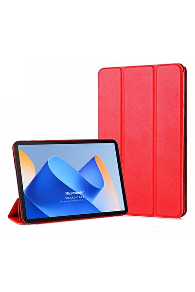 Microsonic Huawei MatePad 11.5 Kılıf Slim Translucent Back Smart Cover Kırmızı