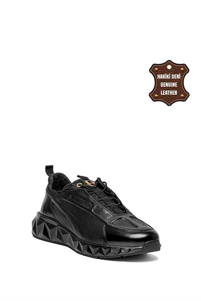 MARCOMEN 18489 Men's Genuine Leather Casual Shoes Black