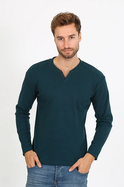 UOMOPARK 5524 NOUL SEZON V CUT CUT BUTONS Pulover