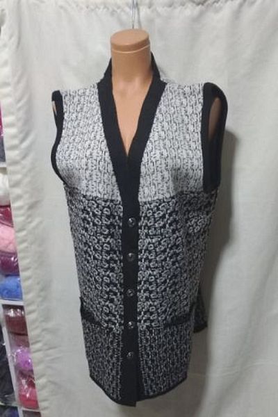 Cuma Triko MOTHER'S VEST BLACK CREAM MIXED SLIT TWO POCKET 1 PIECE