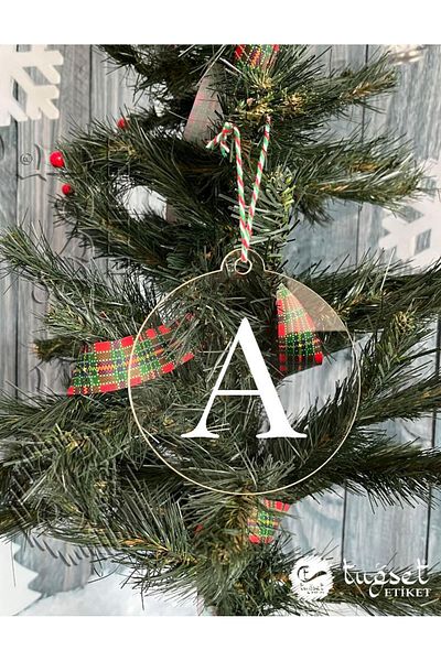t tuğset etiket Letter White Plexi Christmas Tree Ornament - Rearview Mirror Ornament Plexi Letter-a1