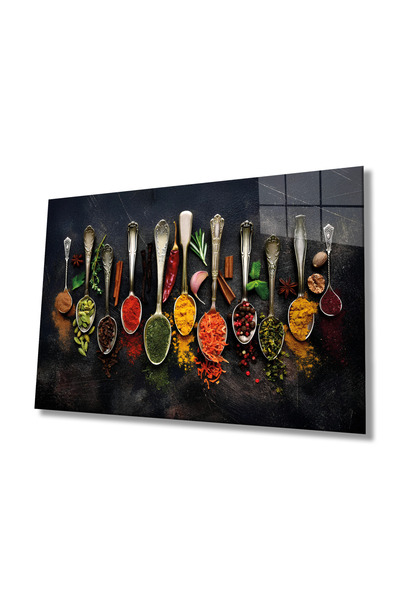 Rosyvien Spice and Spoons Colorful Abstract Glass Painting, Home Office Kitch...
