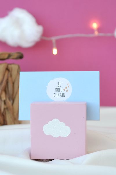 Bİ DOLU DÜKKAN Cloudy Five Piece Office Set| Pen Holder Flower Pot Plant Notepad Holder Business Card Holder
