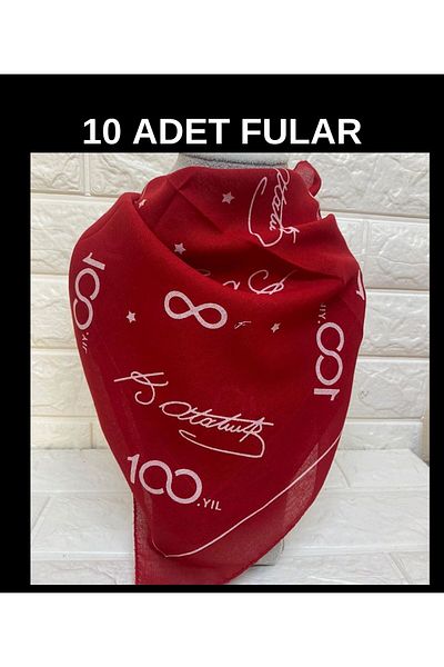 sema aksesuar 10 Pieces Red Atatürk Signed, Infinity 100thYear Kerchief - Bandana - 23 April, 29 October, 19 May