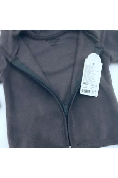Aydodo Teddy Bear Patterned Zippered Hooded Fleece Cardigan