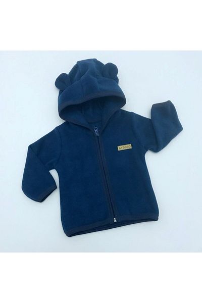 Aydodo Teddy Bear Patterned Zippered Hooded Fleece Cardigan