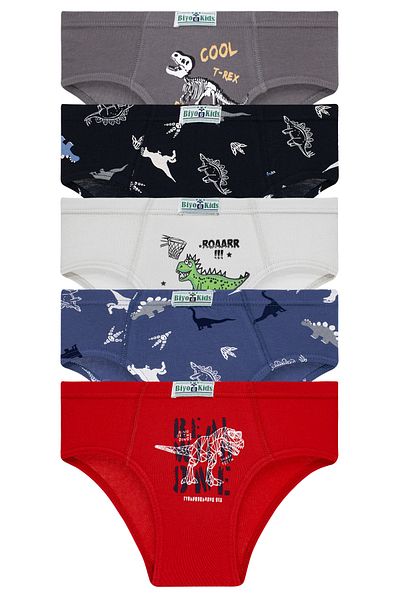 biyokids Pachet de 5 chiloți colorați pentru băieți - Dinozauri -