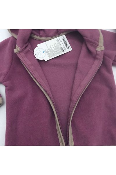 Aydodo Teddy Bear Patterned Zippered Hooded Fleece Cardigan