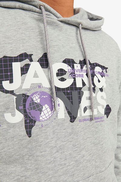 Jack & Jones سويت شيرت Jcodust Sweat Hood Sn للرجال باللون الرمادي12240214-رمادي